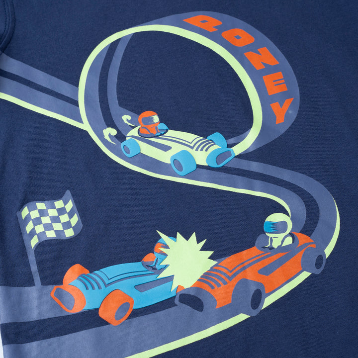 Poney Boys Navy Bumper Car Racing Short Sleeve Top