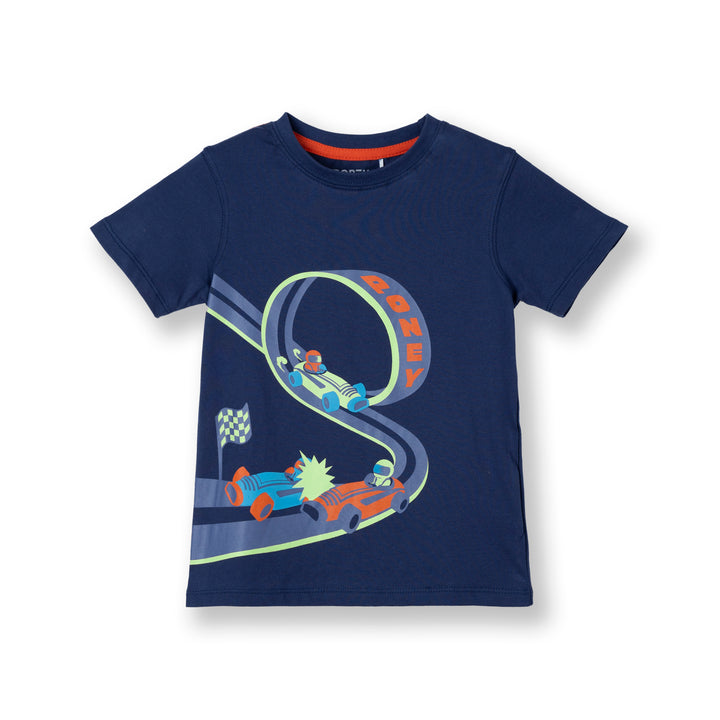 Poney Boys Navy Bumper Car Racing Short Sleeve Top