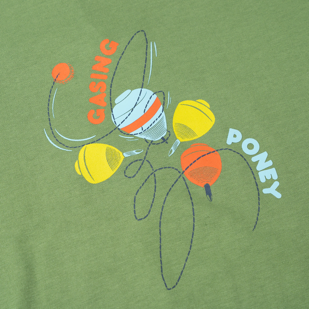 Poney Boys Green Jom Main Gasing! Short Sleeve Tee