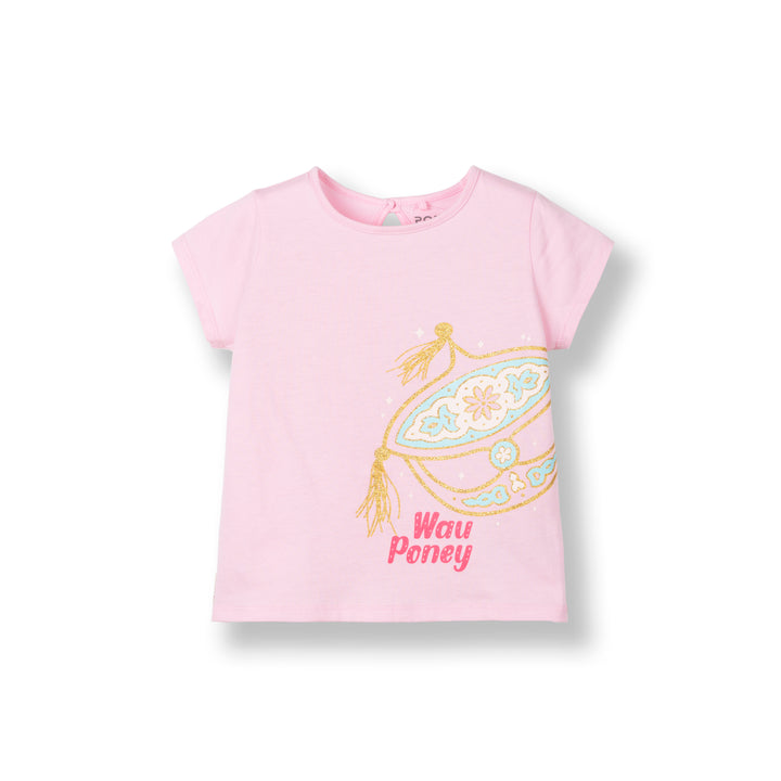 Poney Girls Lt.Pink Wau Bulan Short Sleeve Tee