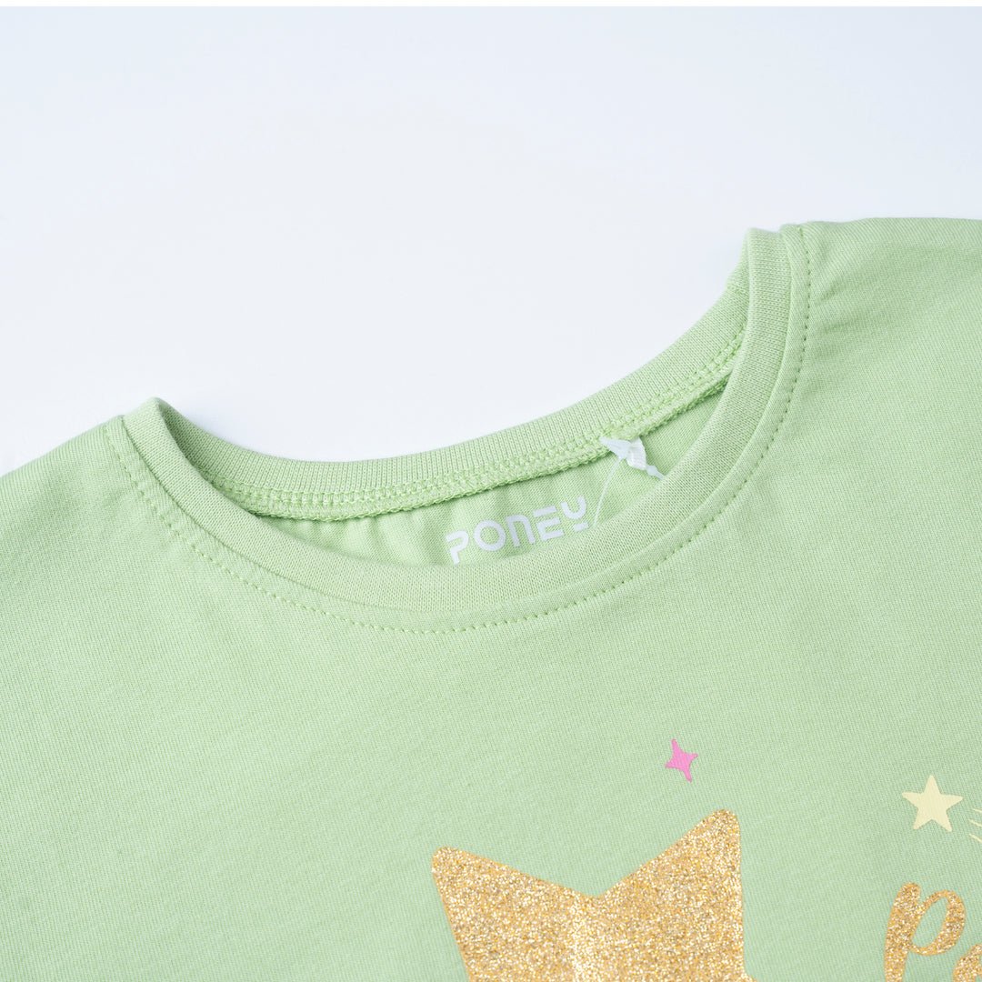 Poney Girls Green Shooting Star Short Sleeve Top