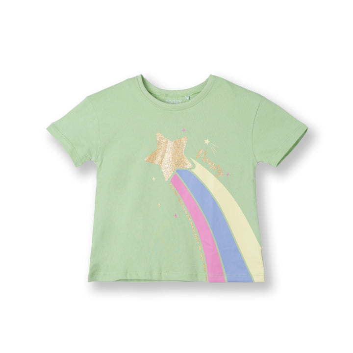 Poney Girls Green Shooting Star Short Sleeve Top