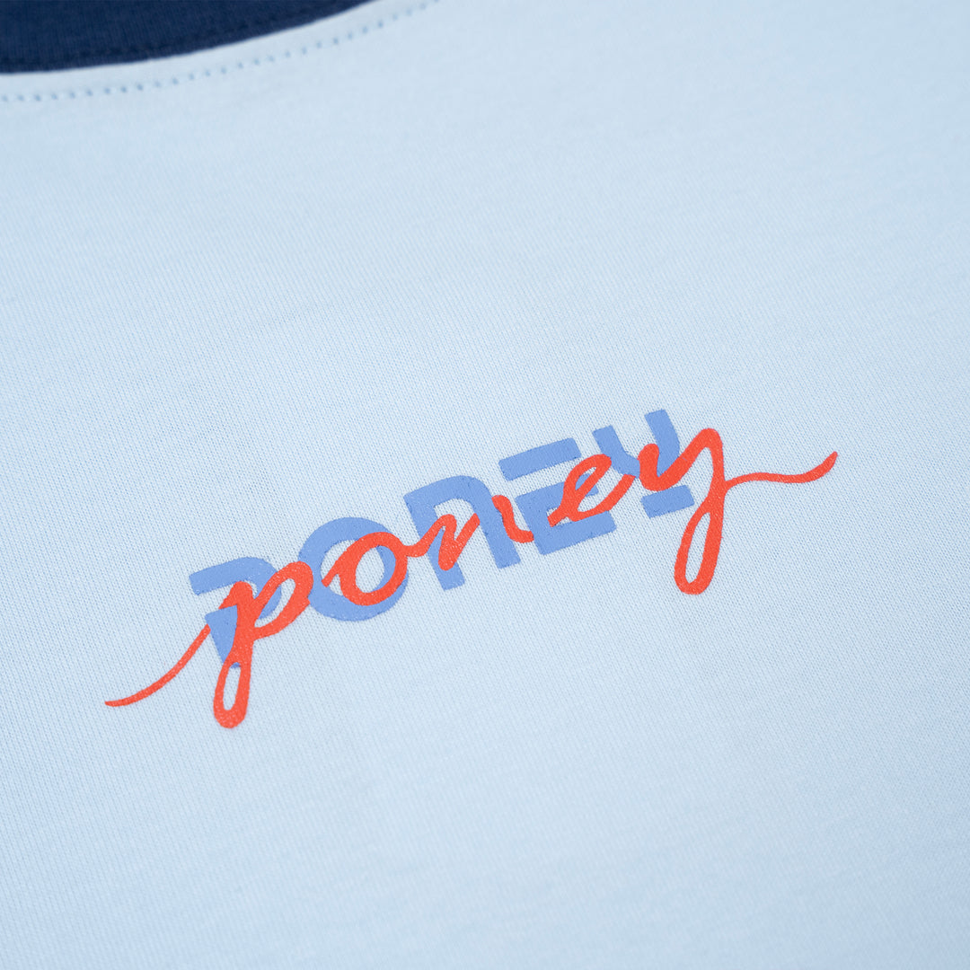 Poney Unisex Light Blue Poney Logo Graphic Short Sleeve Tee