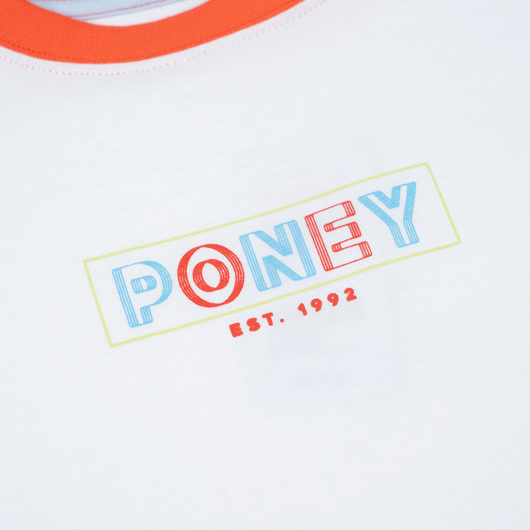 Poney Unisex White Poney Logo Graphic Short Sleeve Tee