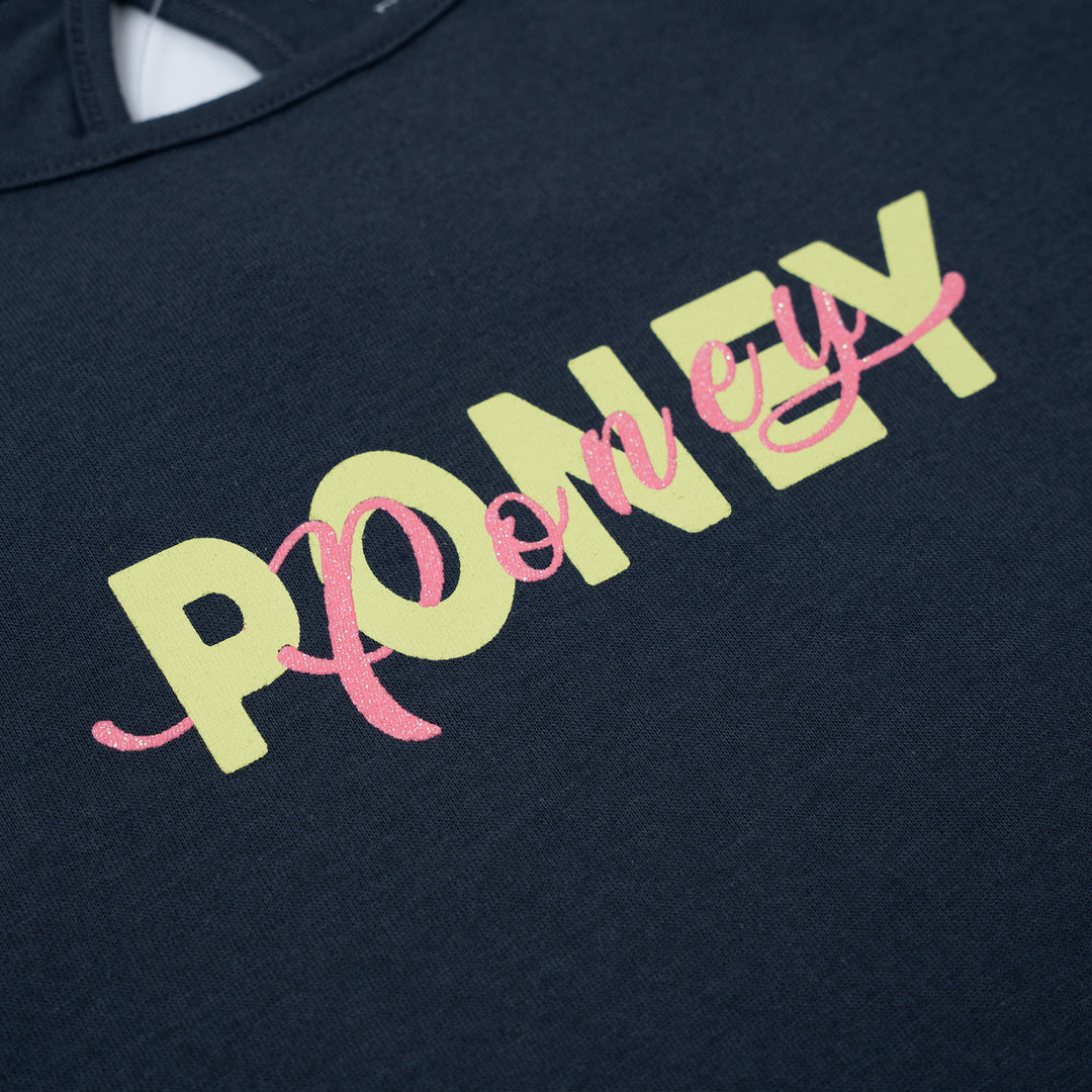 Poney Girls Dark Grey Poney Logo Long Sleeve Tee