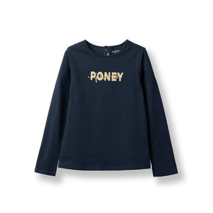 Poney Girls Dark Grey Poney Logo Long Sleeve Tee