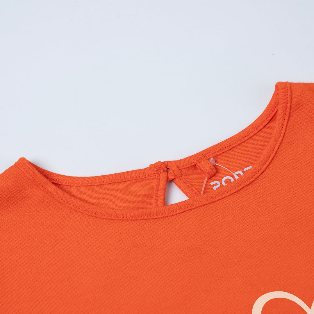 Poney Girls Orange Hearty Poney Long Sleeve Tee