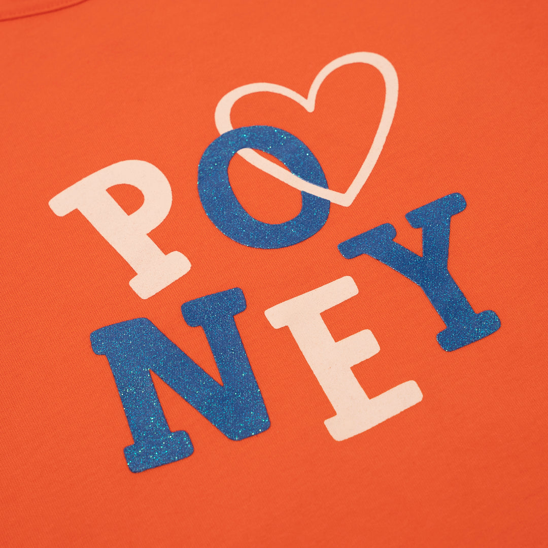 Poney Girls Orange Hearty Poney Long Sleeve Tee