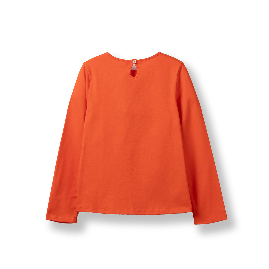 Poney Girls Orange Hearty Poney Long Sleeve Tee