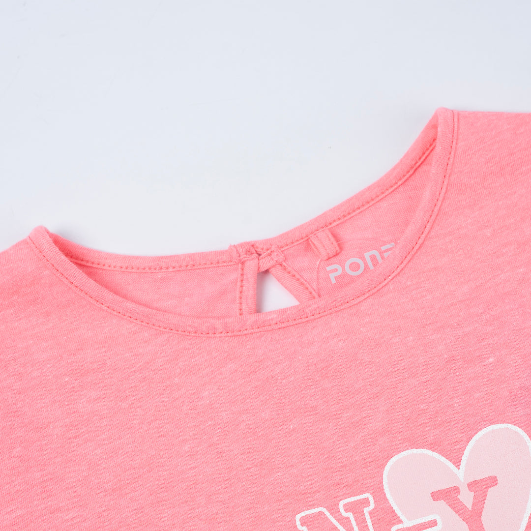 Poney Girls Pink Hearty Poney Long Sleeve Tee