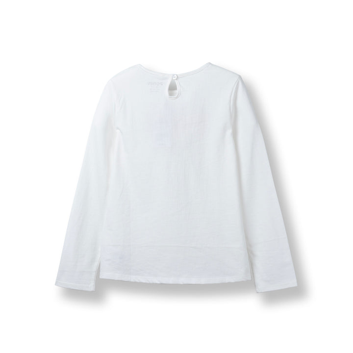 Poney Girls White Two Tone Poney Long Sleeve Tee