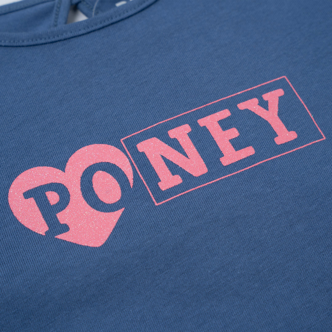 Poney Girls Blue Sparkly Poney Long Sleeve Tee