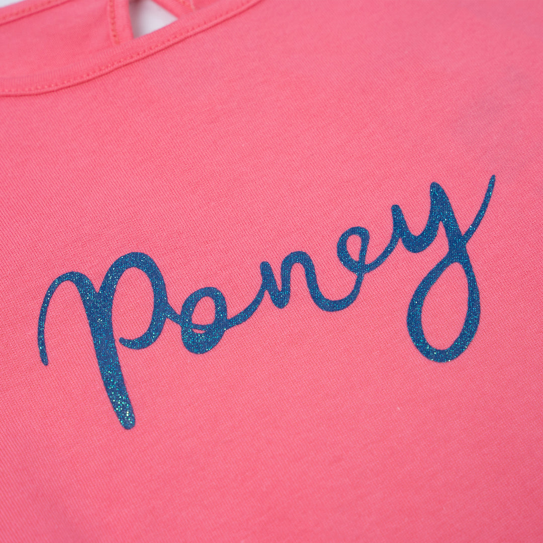 Poney Girls Pink Sparkly Poney Long Sleeve Tee