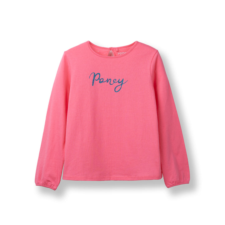 Poney Girls Pink Sparkly Poney Long Sleeve Tee