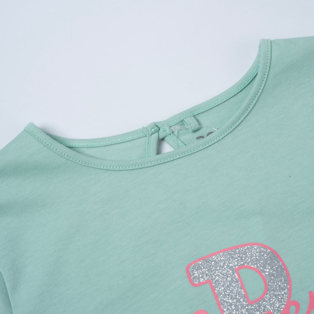 Poney Girls Light Green Sparkly Poney Long Sleeve Tee