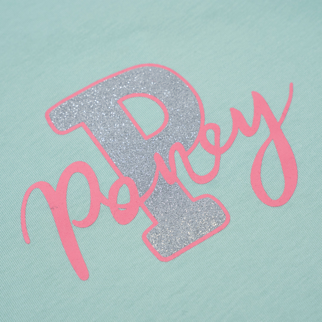 Poney Girls Light Green Sparkly Poney Long Sleeve Tee