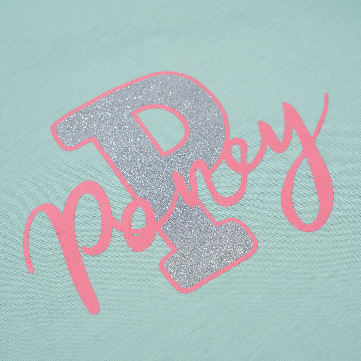 Poney Girls Light Green Sparkly Poney Long Sleeve Tee