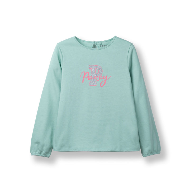Poney Girls Light Green Sparkly Poney Long Sleeve Tee