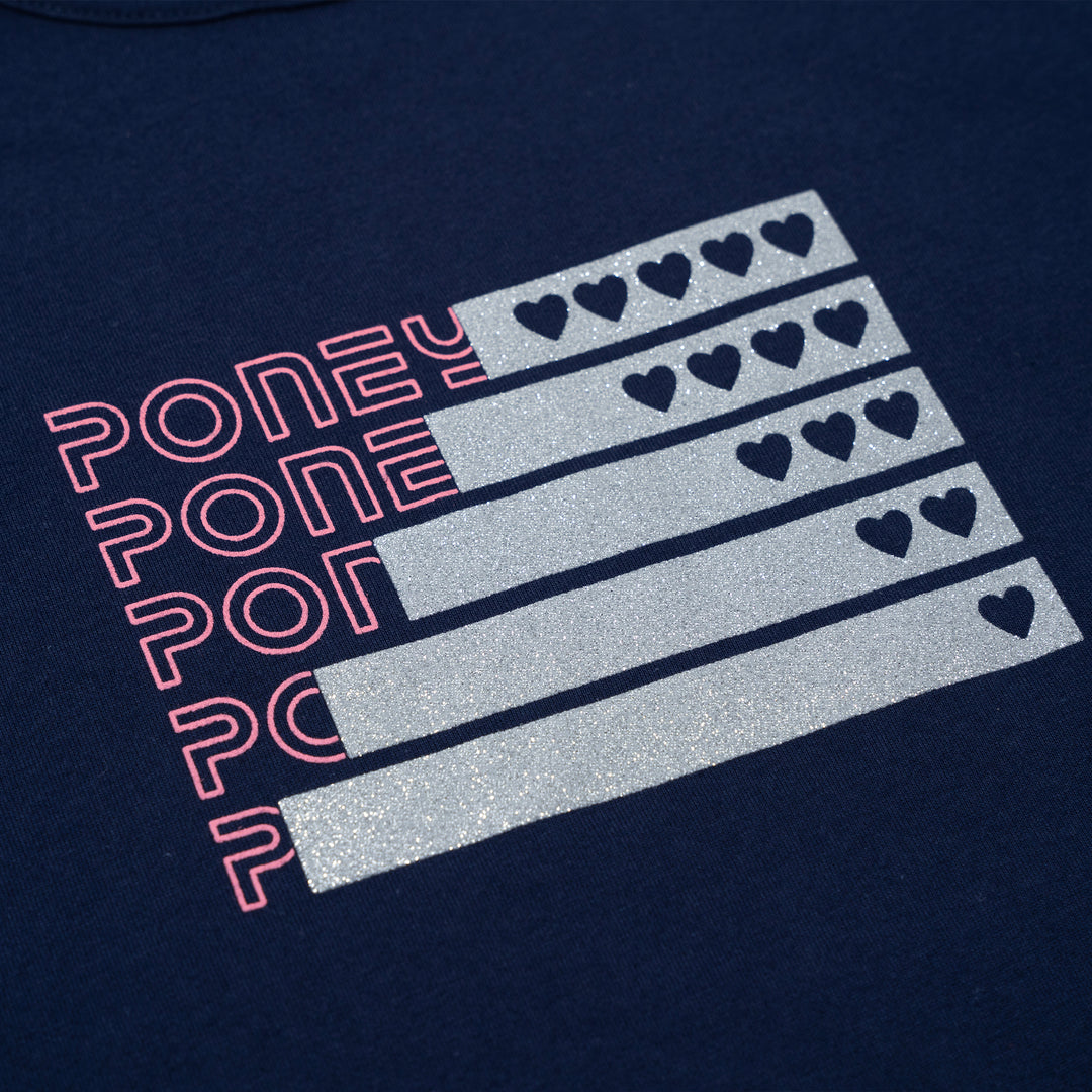 Poney Girls Blue Love Poney Long Sleeve Tee