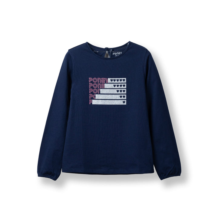 Poney Girls Blue Love Poney Long Sleeve Tee