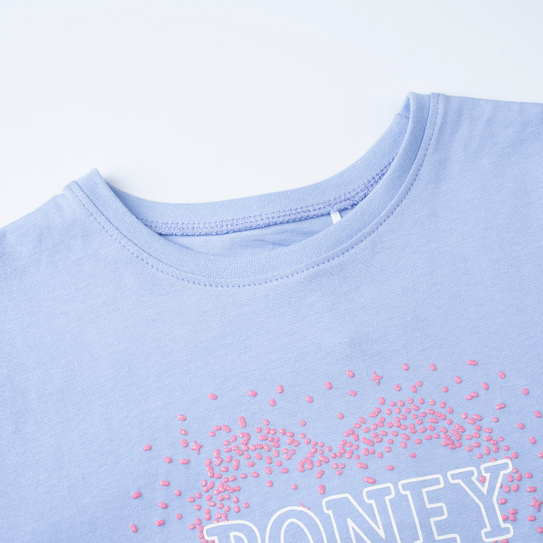 Poney Girls Purple Poney Logo Short Sleeve Top 2240294