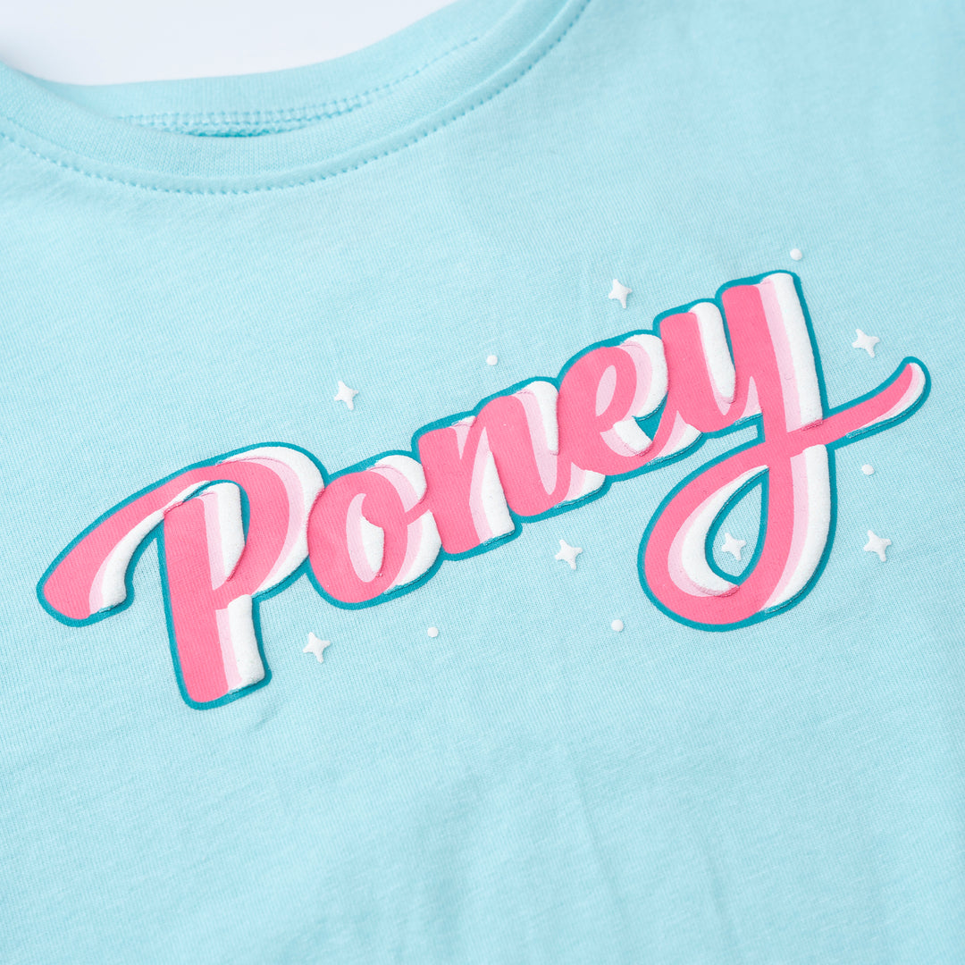 Poney Girls Turqoise Poney Logo Short Sleeve Top 2240295