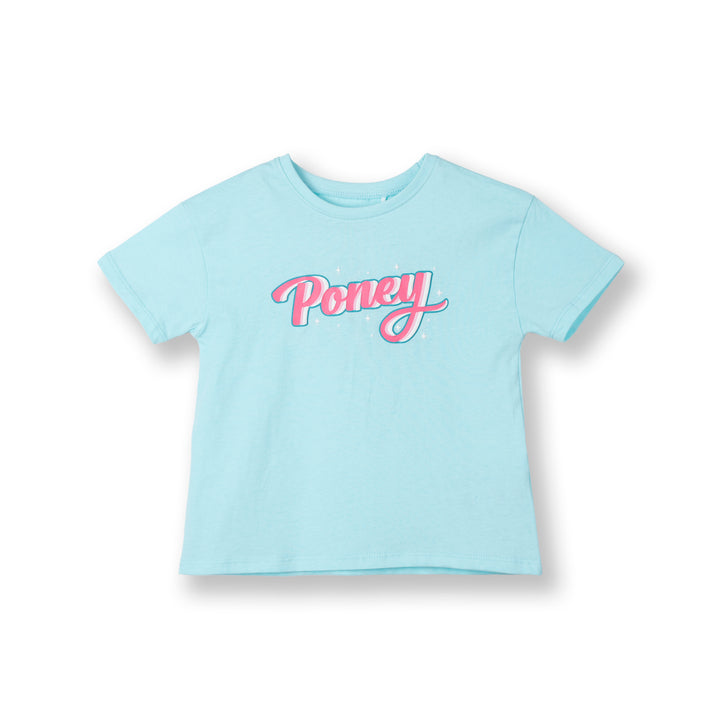 Poney Girls Turqoise Poney Logo Short Sleeve Top 2240295