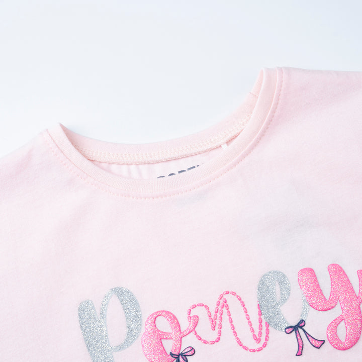 Poney Girls Lt.Pink Poney Logo Short Sleeve Top 2240296