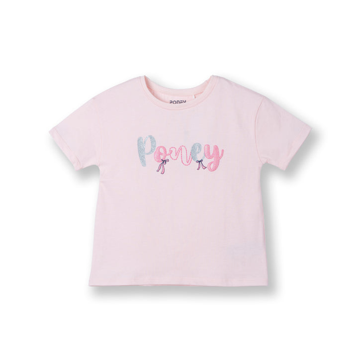 Poney Girls Lt.Pink Poney Logo Short Sleeve Top 2240296