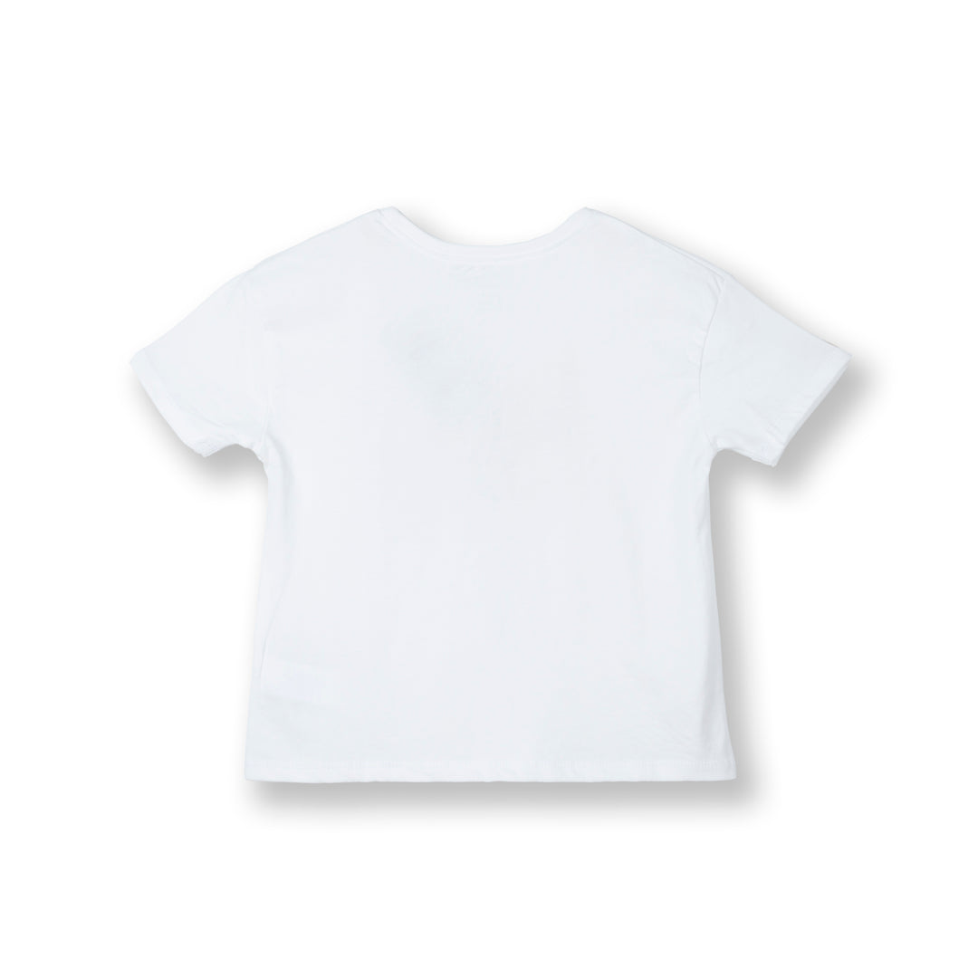 Poney Girls White Poney Cat Short Sleeve Top