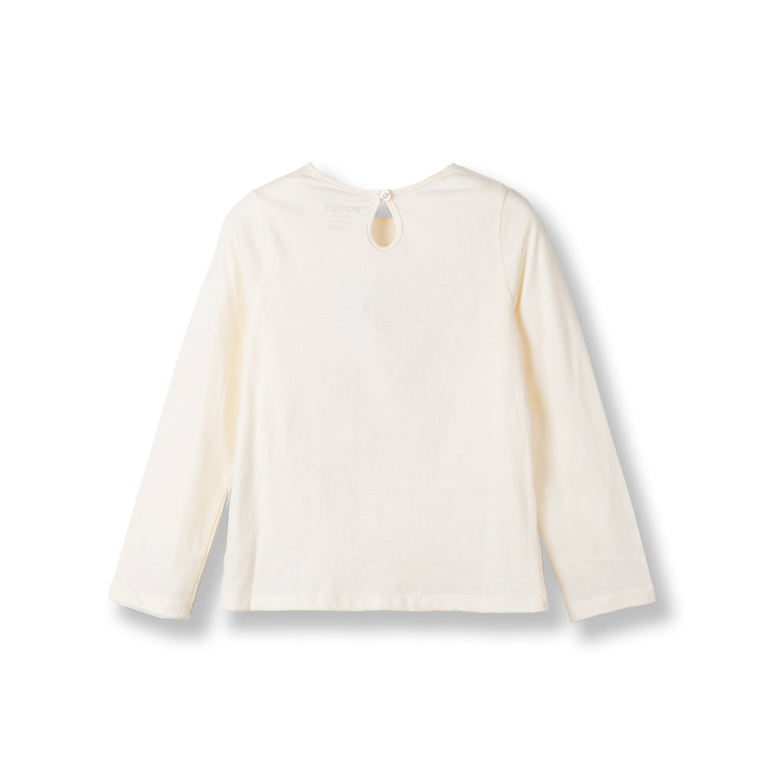 Poney Girls Cream Poney's Garden Long Sleeve Tee 2240318