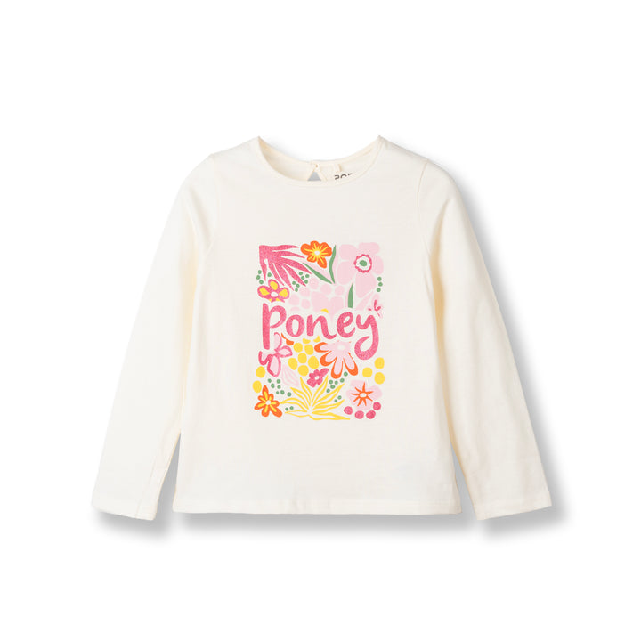 Poney Girls Cream Poney's Garden Long Sleeve Tee 2240318