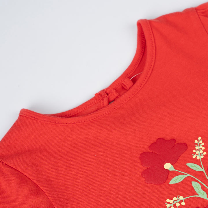 Baby Girl Red Petal Charm Tee