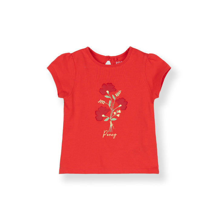 Baby Girl Red Petal Charm Tee