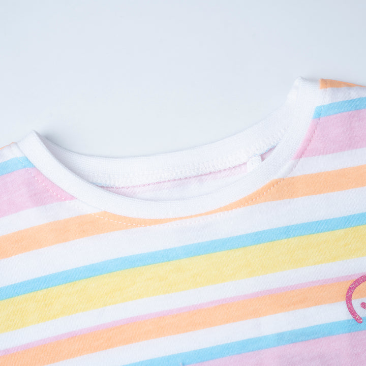 Sunny Striped White Short Sleeve Tee