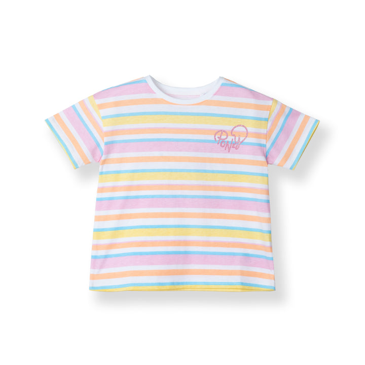 Sunny Striped White Short Sleeve Tee