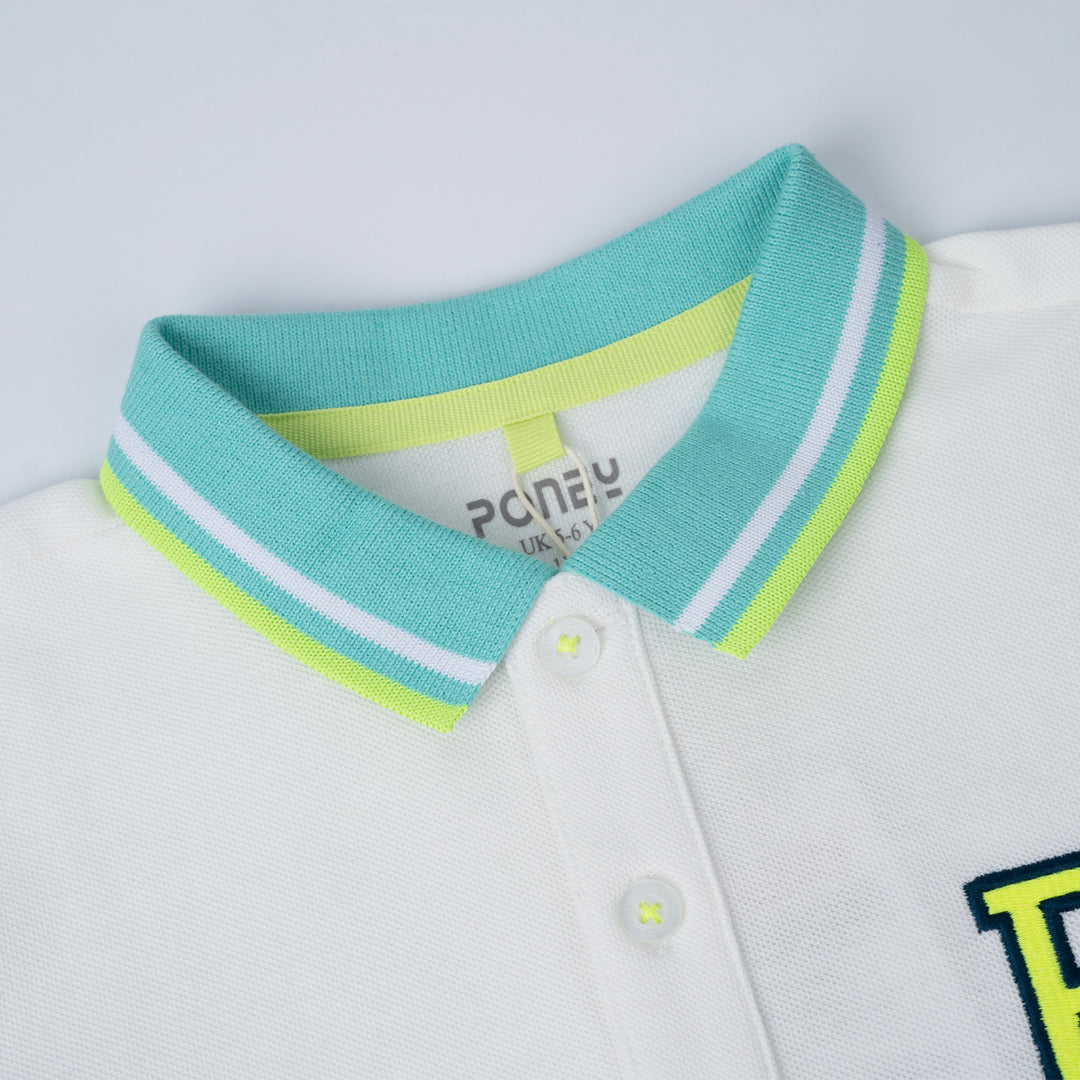 Poney Boys White Briant's Short Sleeve Polo