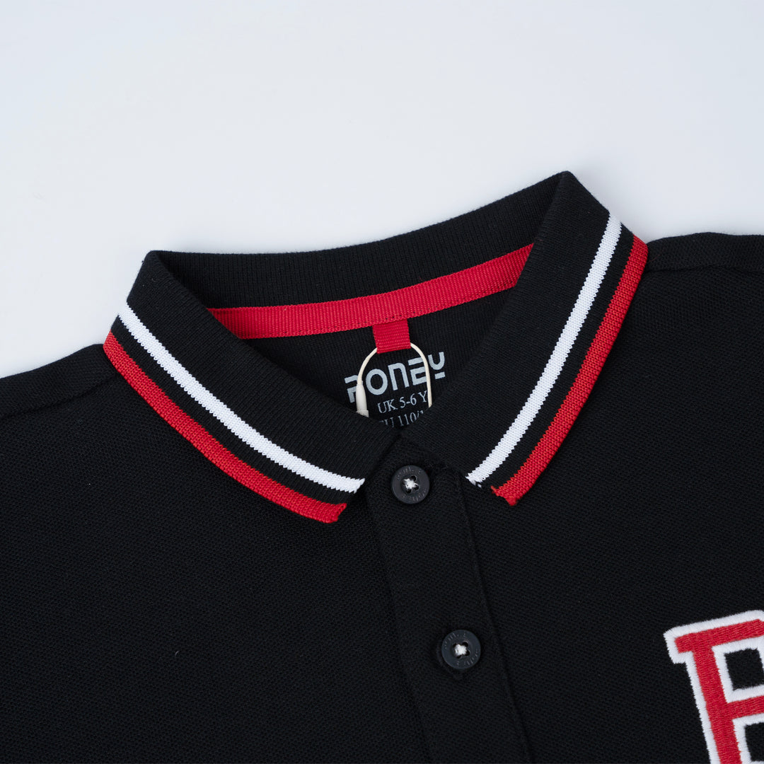 Poney Boys Black Rayden's Short Sleeve Polo