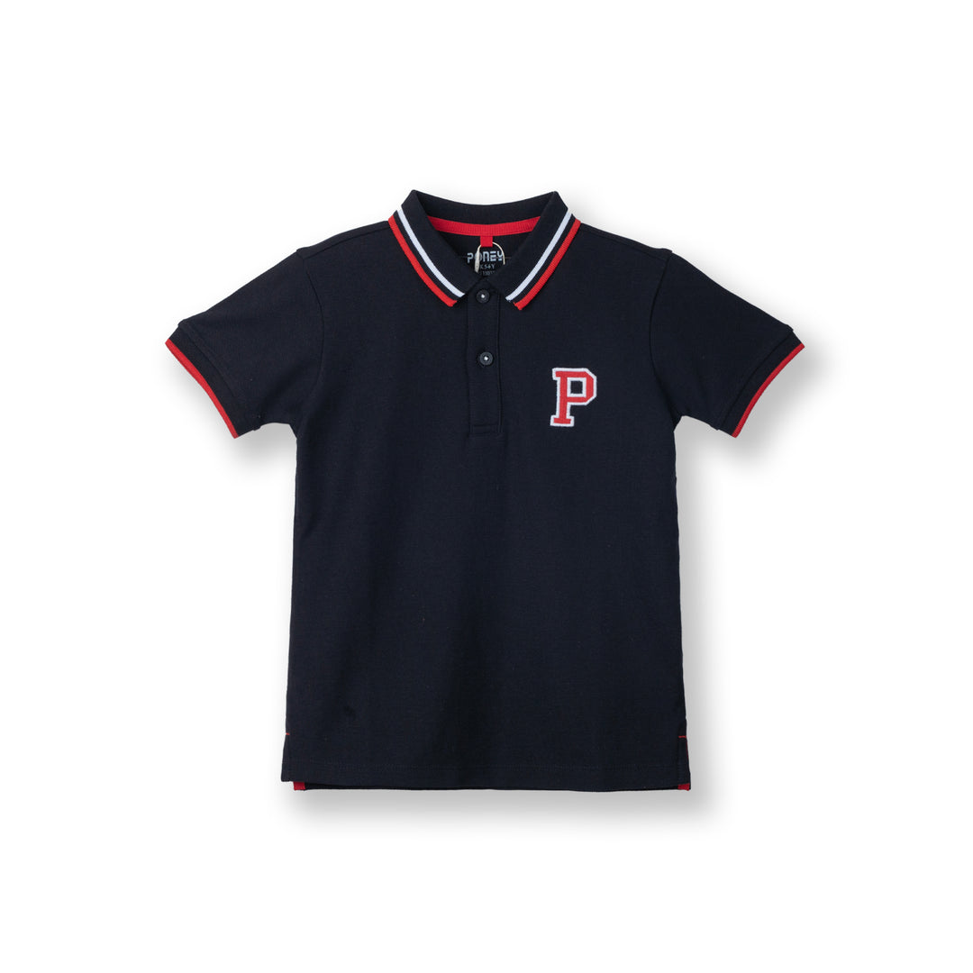 Poney Boys Black Rayden's Short Sleeve Polo