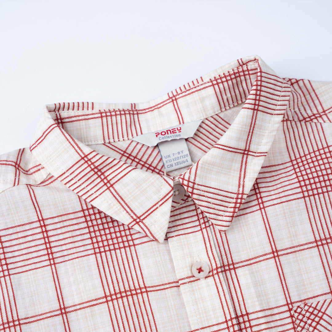 Cream Rustic Checks Short Sleeve Shirt