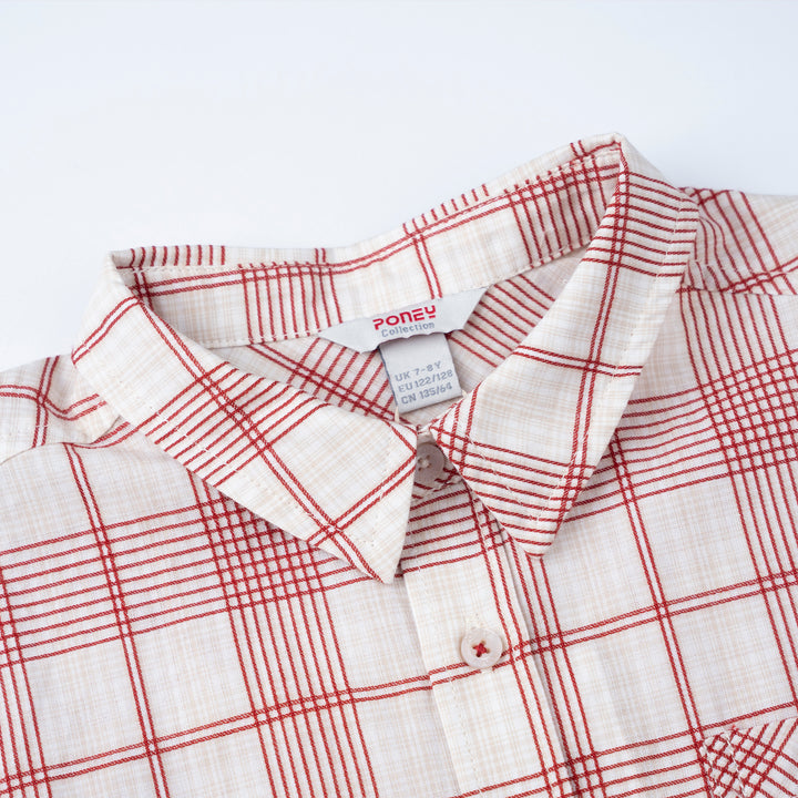 Cream Rustic Checks Short Sleeve Shirt