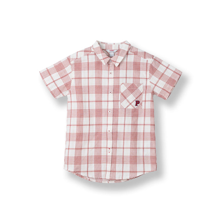 Cream Rustic Checks Short Sleeve Shirt