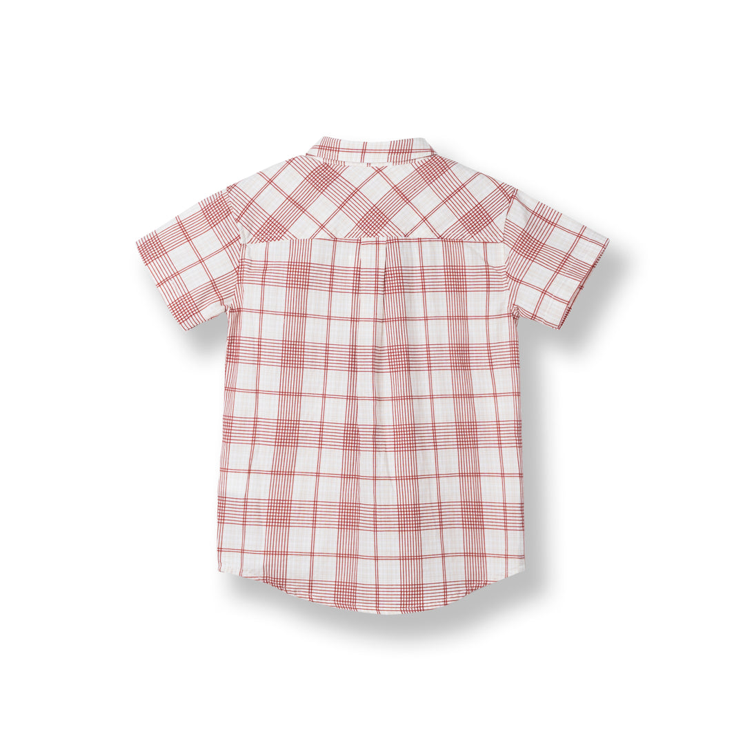 Cream Rustic Checks Short Sleeve Shirt