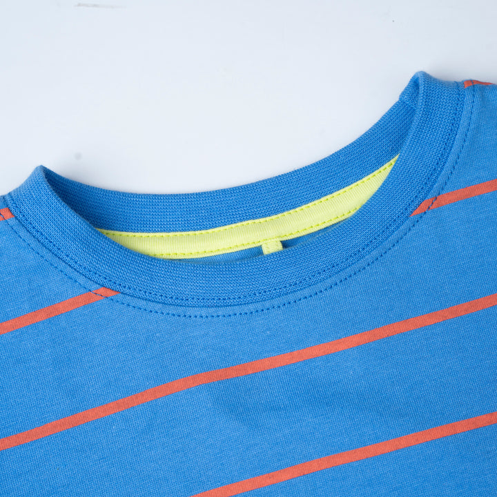 Poney Logo Stripes Blue Short Sleeve Tee