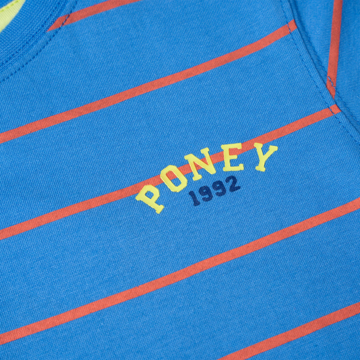 Poney Logo Stripes Blue Short Sleeve Tee