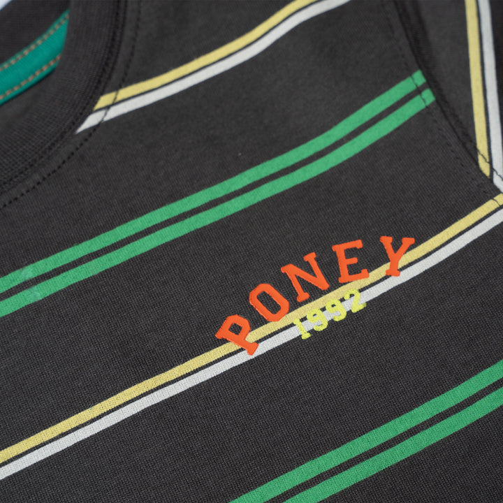 Poney Logo Stripes Dark Grey Short Sleeve Tee