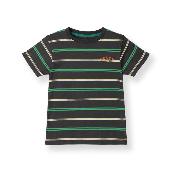 Poney Logo Stripes Dark Grey Short Sleeve Tee