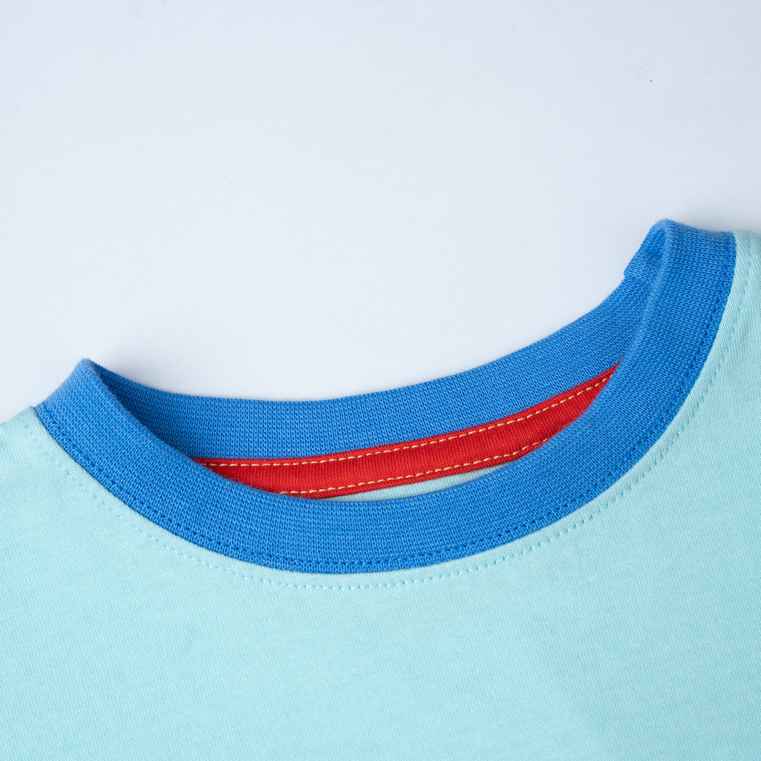 Turquoise Poney Stripe Short Sleeve Tee