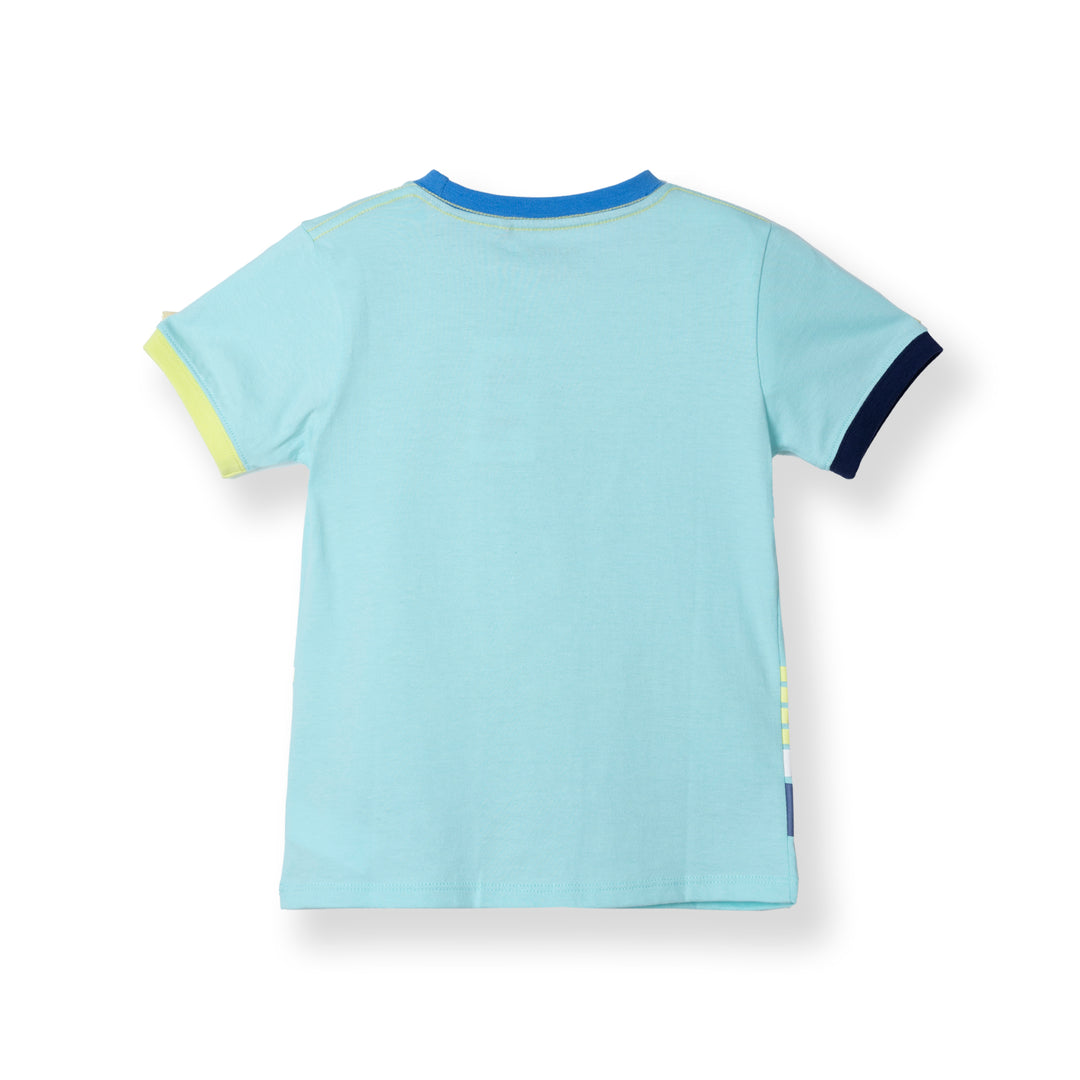 Turquoise Poney Stripe Short Sleeve Tee