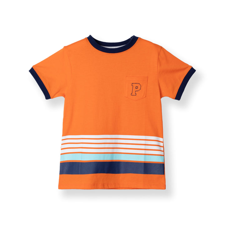 Orange Poney Stripe Short Sleeve Tee